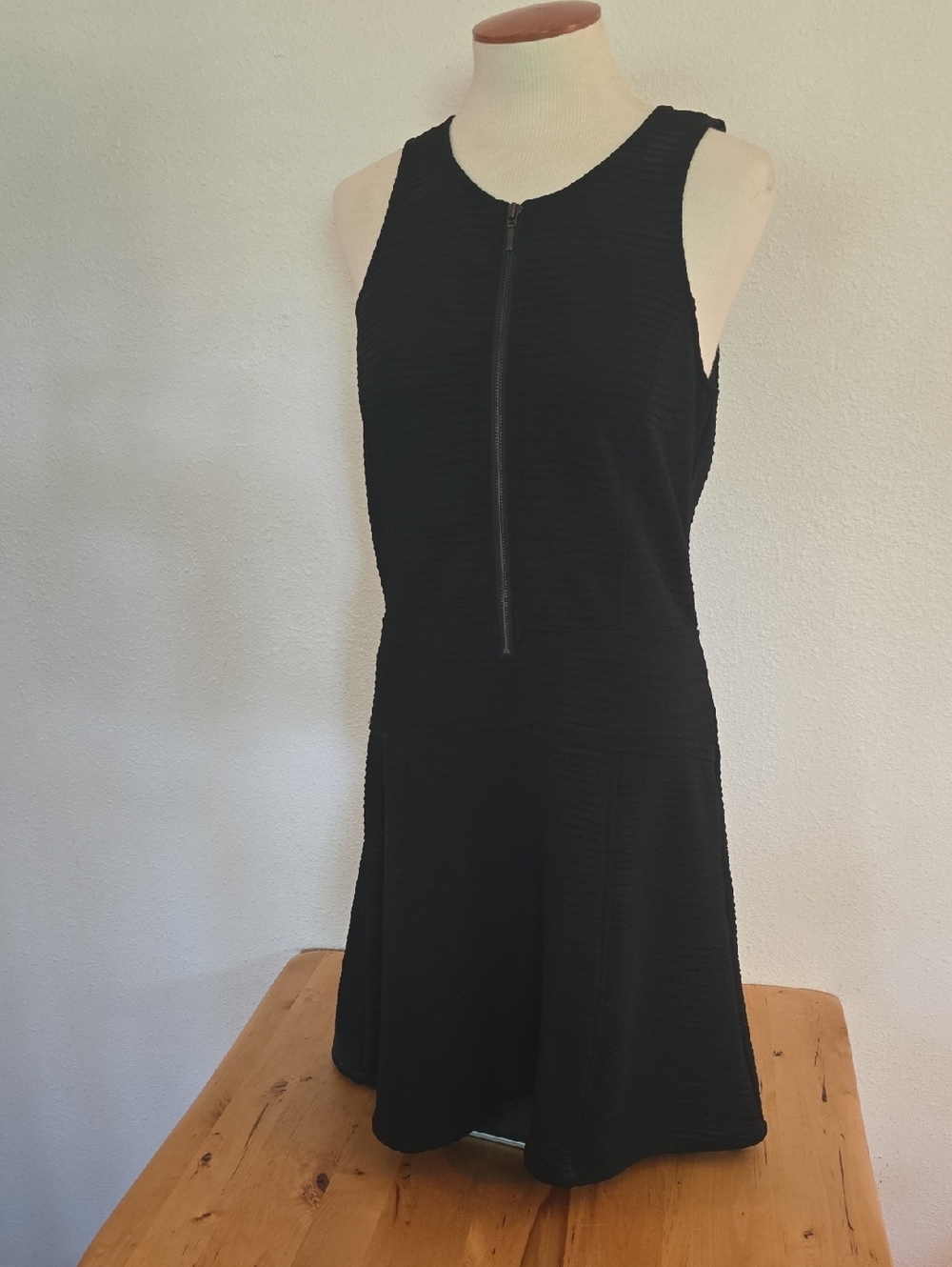 Black Sleeveless Zip-Front Mini Dress